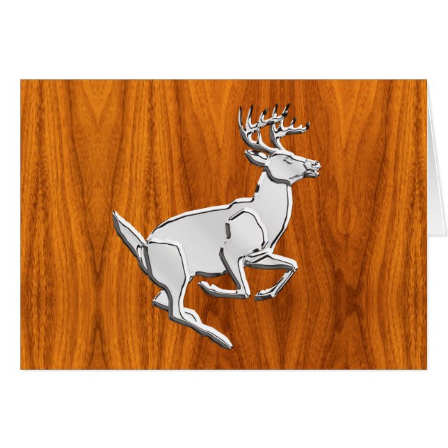 Chrome Running Deer on Fine Teak Print (Front Horizontal)