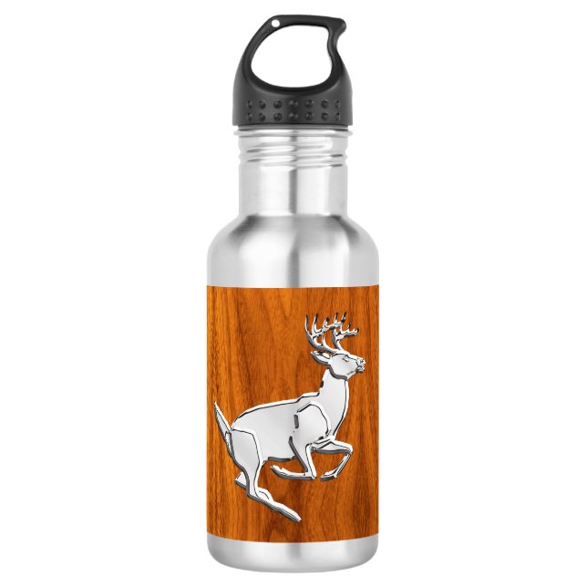 Chrome Running Deer on Fine Teak Print 710 Ml Water Bottle (Front)