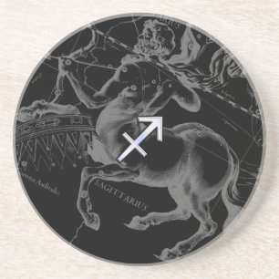 Chrome Sagittarius Zodiac Sign Hevelius circa 1690 Coaster