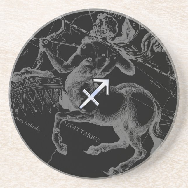 Chrome Sagittarius Zodiac Sign Hevelius circa 1690 Coaster (Front)
