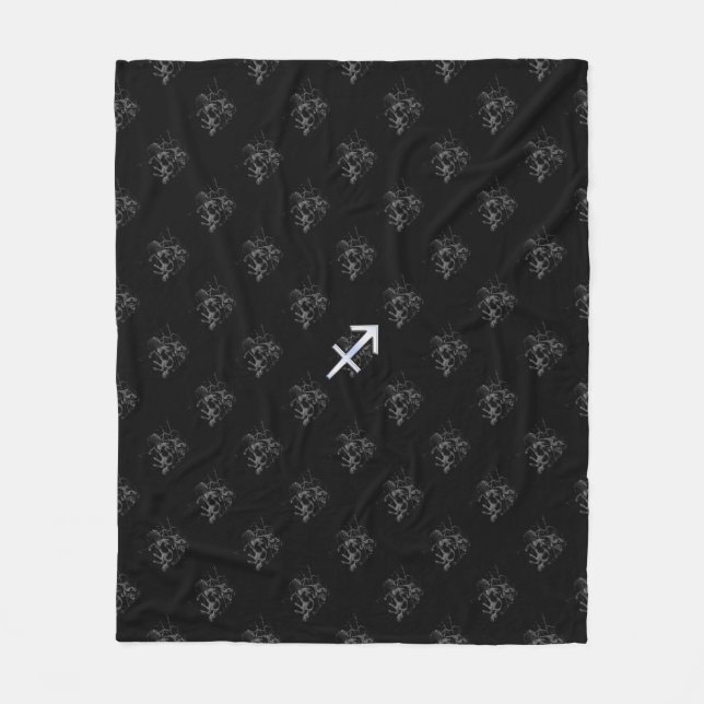 Chrome Sagittarius Zodiac Sign on Hevelius Decor Fleece Blanket (Front)