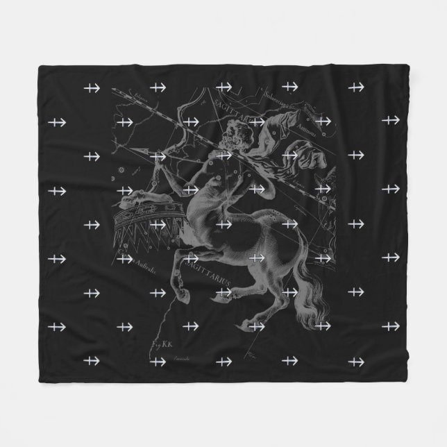 Chrome Sagittarius Zodiac Sign on Hevelius Decor Fleece Blanket (Front (Horizontal))