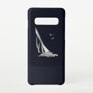 Chrome Sail Boat on Carbon Fibre Print  Samsung Galaxy Case