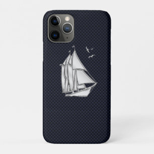 Chrome Sailboat on Carbon Fibre Print  iPhone 11 Pro Case