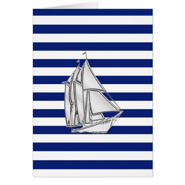 Chrome Sailboat on Nautical Stripes (Front)