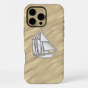 Chrome Sailboat on Sandy Beach Print iPhone Case