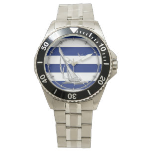 Chrome Sailing on Nautical Stripes Watch