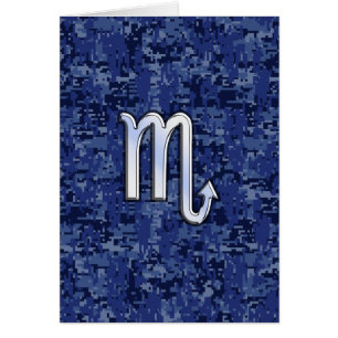 Chrome Scorpio Zodiac Sign on Navy Blue Camo