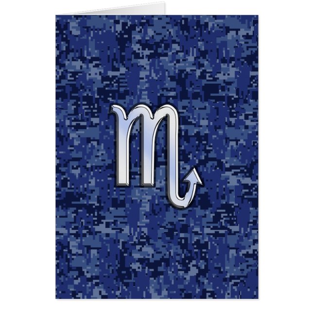 Chrome Scorpio Zodiac Sign on Navy Blue Camo (Front)
