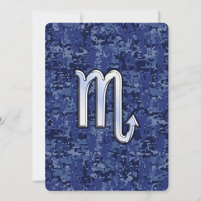 Chrome Scorpio Zodiac Sign on Navy Blue Camo (Front)