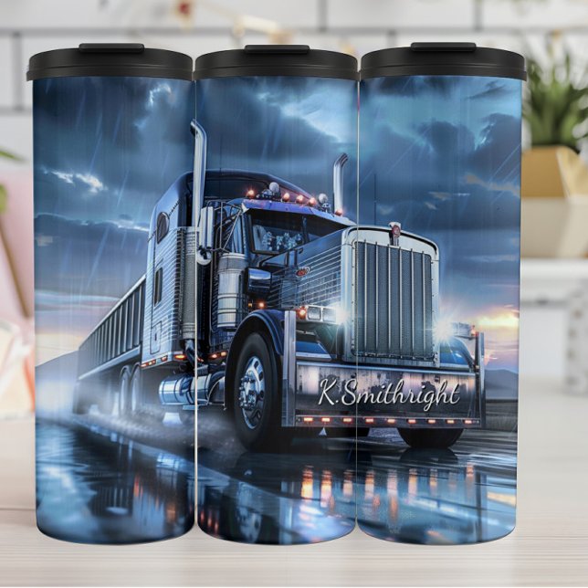 Chrome Semi Truck Rain Storm Thermal Tumbler (Creator Uploaded)