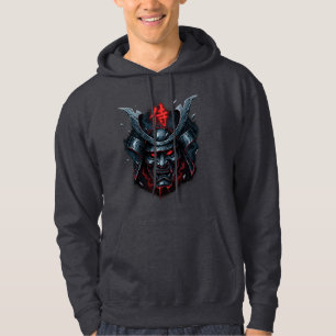 Chrome Shards Samurai-Warrior Mask Graphic Hoodie