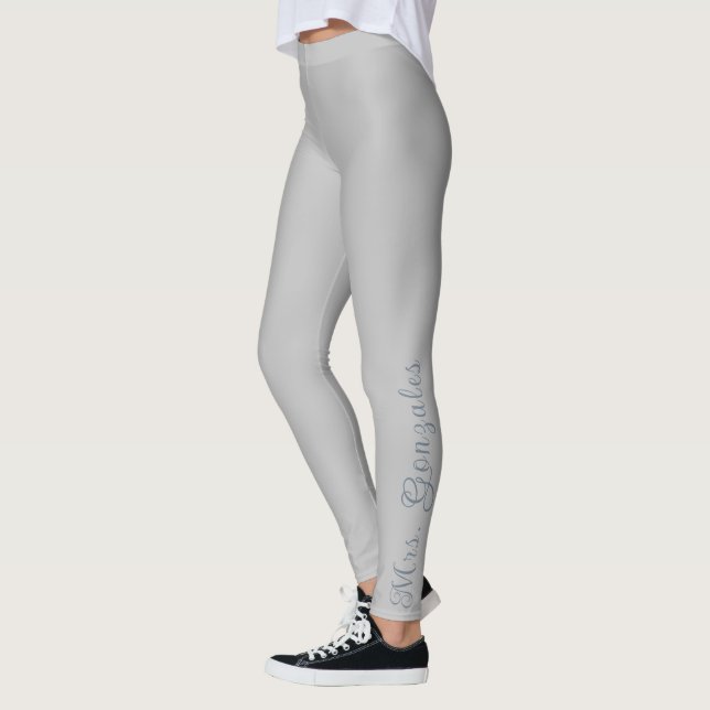 Chrome Silver & Slate Blue Custom Modern Bride  Leggings (Left)