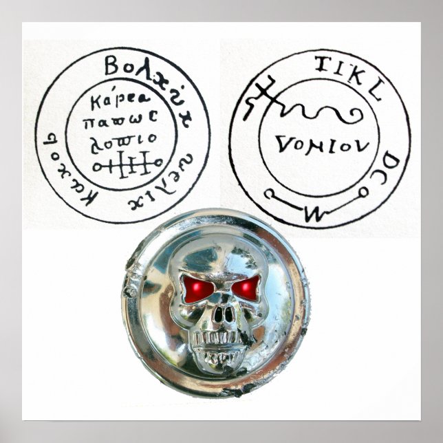 CHROME SKULL AND ANTIQUE PIRATES TREASURE MAP POSTER (Front)