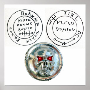 CHROME SKULL AND ANTIQUE PIRATES TREASURE MAP POSTER