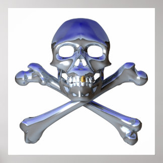 Chrome skull and crossbones poster