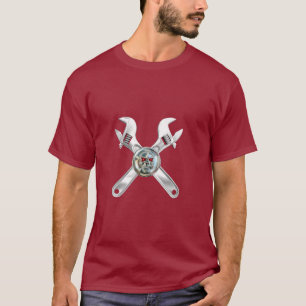 CHROME SKULL AND CROSSED WRENCHES T-Shirt