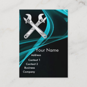 CHROME SKULL AND WRENCHES METAL MECHANICS BUSINESS CARD
