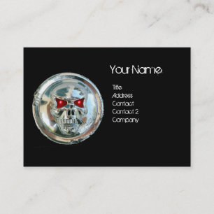 CHROME SKULL BLACK AND RED RUBY MONOGRAM BUSINESS CARD