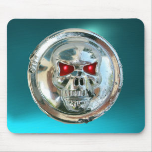 CHROME SKULL , Blue Aquamarine Mouse Pad