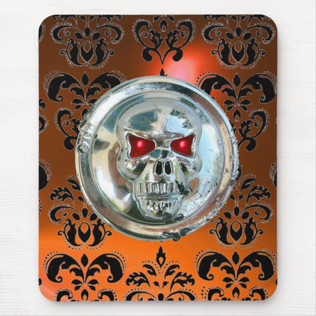 CHROME SKULL ,Damask, Orange Agate Mouse Pad (Front)