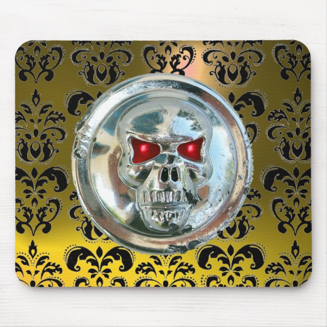 CHROME SKULL ,Damask, Yellow Topaz Mouse Pad (Front)