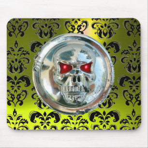CHROME SKULL ,Damask, Yellow Topaz Mouse Pad