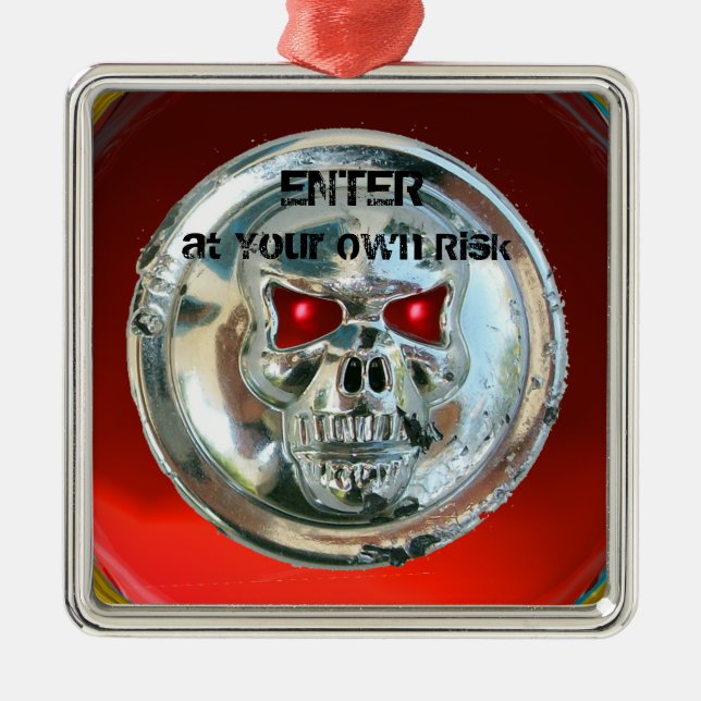 CHROME SKULL DOOR HANGER METAL ORNAMENT (Front)