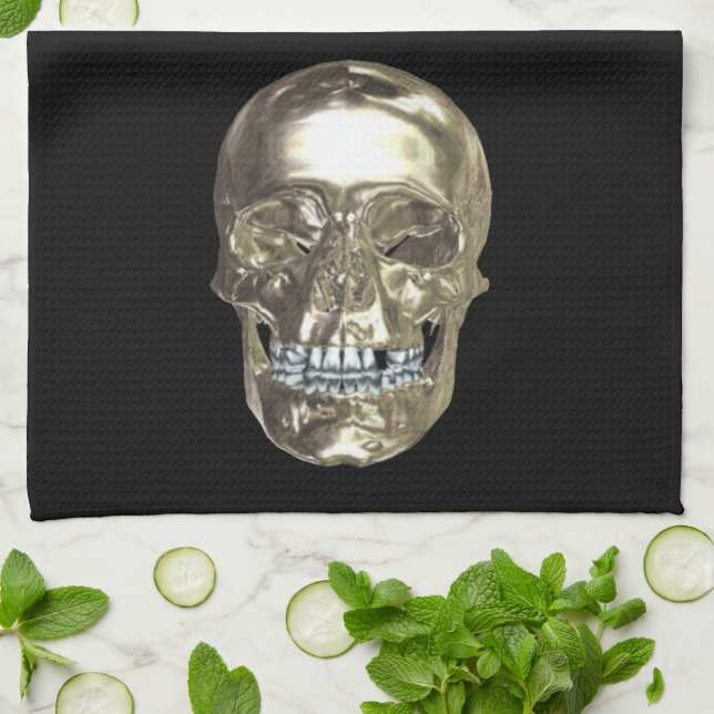 Chrome Skull Kitchen Towel (Folded)