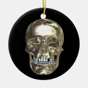 Chrome Skull Ornament