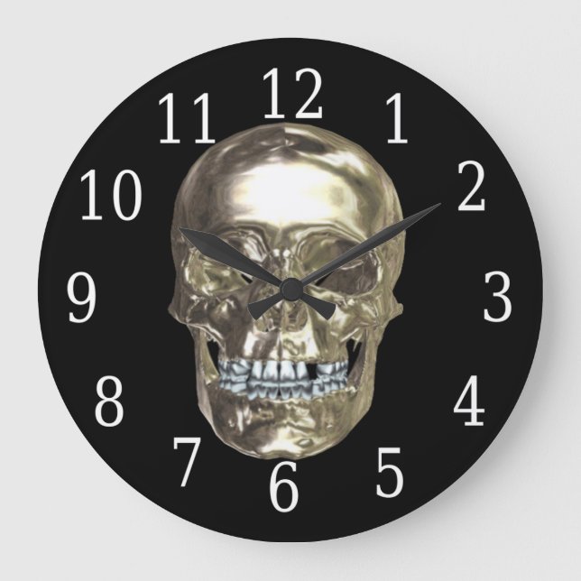 Chrome Skull Round Clock (Front)