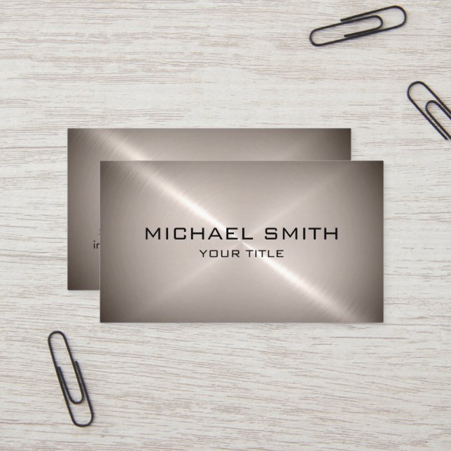 Chrome Stainless Steel Metal Business Card (Front/Back In Situ)