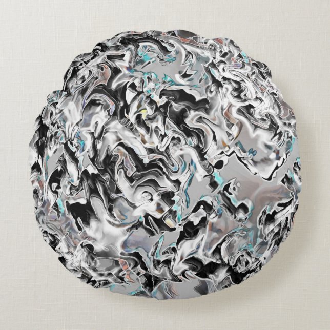 Chrome stains with gradient or fume, Black to Grey Round Cushion (Front)