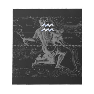 Chrome Style Aquarius Zodiac Symbol on Hevelius Notepad