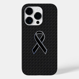 Chrome Style Black Ribbon Awareness Case-Mate iPhone 14 Pro Case