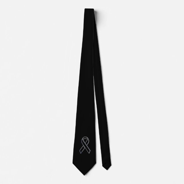 Chrome Style Black Ribbon Awareness Tie (Front)