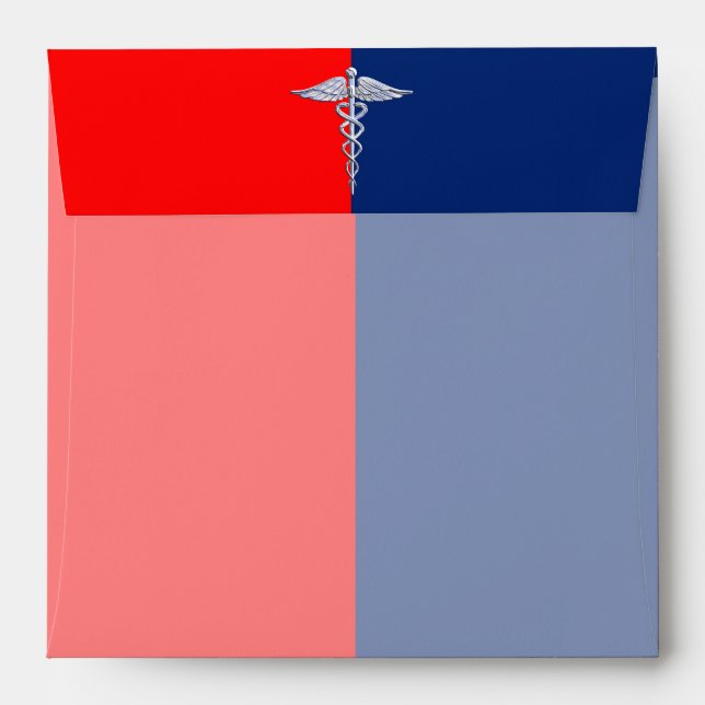 Chrome Style Caduceus Medical Symbol League Envelopes (Back (Top Flap))