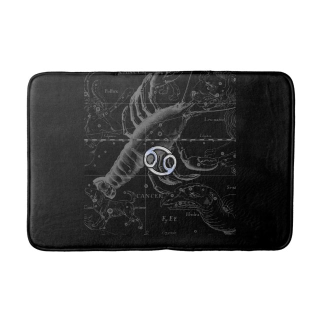 Chrome Style Cancer Zodiac Sign on Hevelius 1690 Bath Mat (Front)