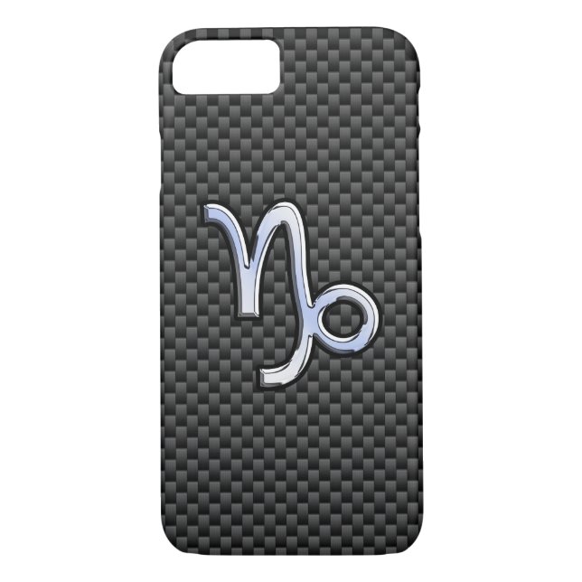 Chrome Style Capricorn Symbol on Carbon Fibre Case-Mate iPhone Case (Back)