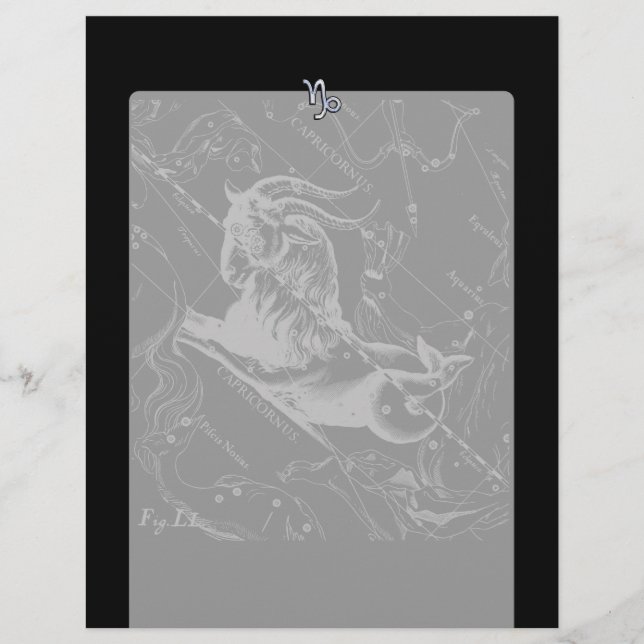 Chrome Style Capricorn Zodiac Sign on Hevelius (Front)
