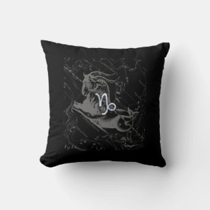 Chrome Style Capricorn Zodiac Sign on Hevelius Cushion
