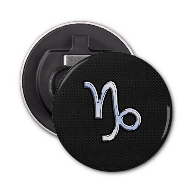 Chrome Style Capricorn Zodiac Sign on Snake style Bottle Opener (Front)