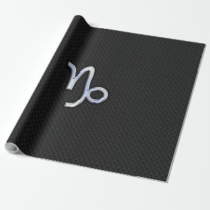 Chrome Style Capricorn Zodiac Sign on Snake style Wrapping Paper