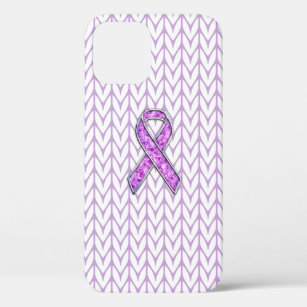 Chrome Style Crystal Pink Ribbon Awareness Knit iPhone 12 Pro Case