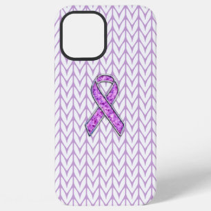Chrome Style Crystal Pink Ribbon Awareness Knit iPhone 12 Pro Max Case