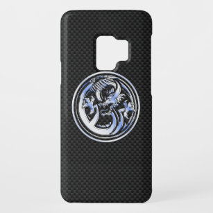 Chrome style Dragon Crest Carbon Fiber Print Case-Mate Samsung Galaxy S9 Case