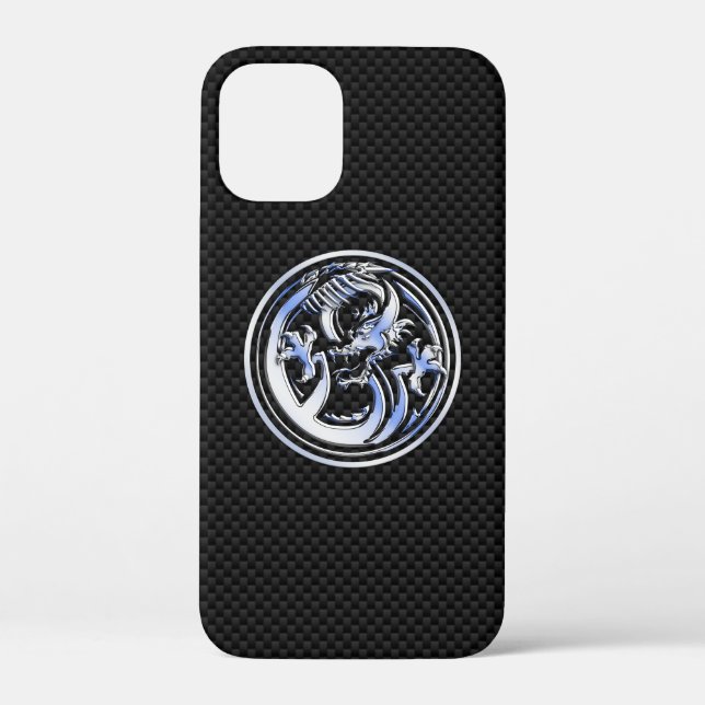 Chrome style Dragon Crest Carbon Fibre Print Case-Mate iPhone Case (Back)