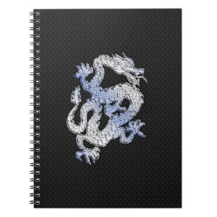 Chrome Style Dragon in Black Snake Skin Print Notebook