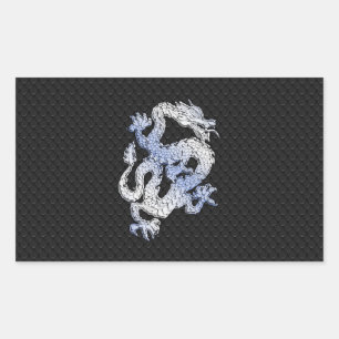 Chrome Style Dragon in Black Snake Skin Print Rectangular Sticker