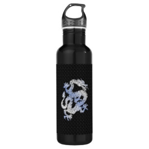 Chrome Style Dragon on Black Snake Skin Print 710 Ml Water Bottle